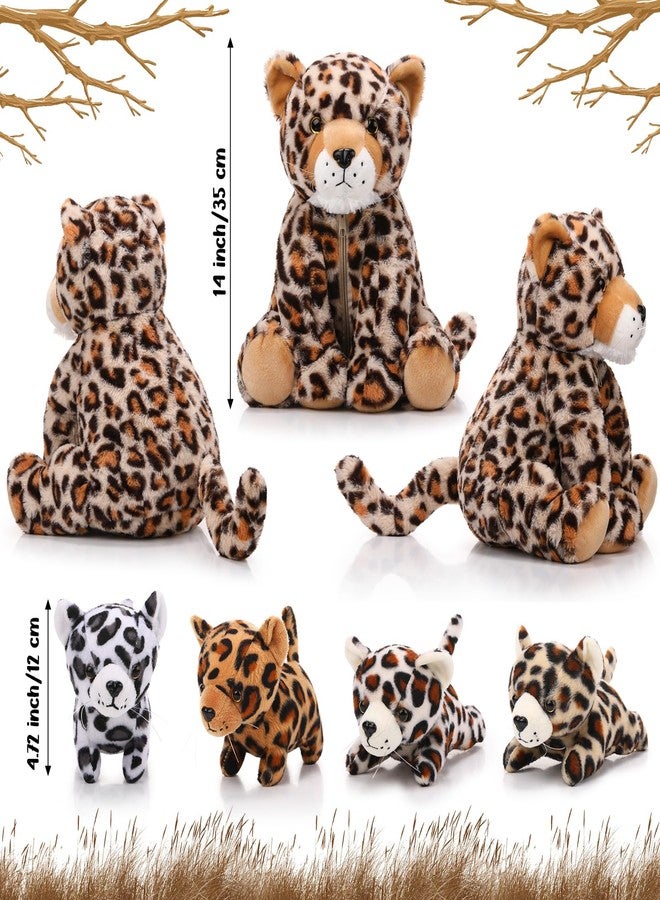 Silipull 5 Pcs Cheetah Stuffed Animals for Kids Large Mommy Cheetah Plush with 4 Baby Leopard Plush Toys in Tummy for Girls Boys Birthday Forest Party Decors(Sitting Style) - Image 2